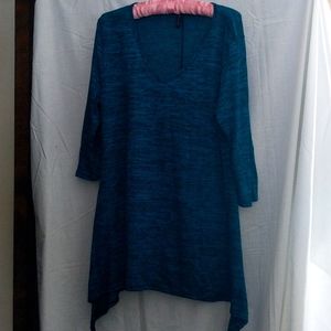 Teal/black Hank hem tunic sweater